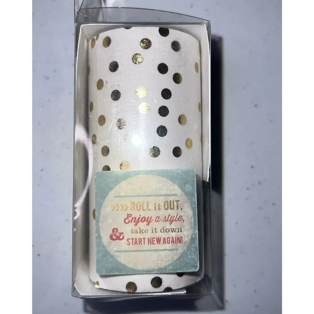 NIB Hazel & Ruby Decor Tape 4”x10’, Gold Polka Dot. On White For Crafts Design.‎